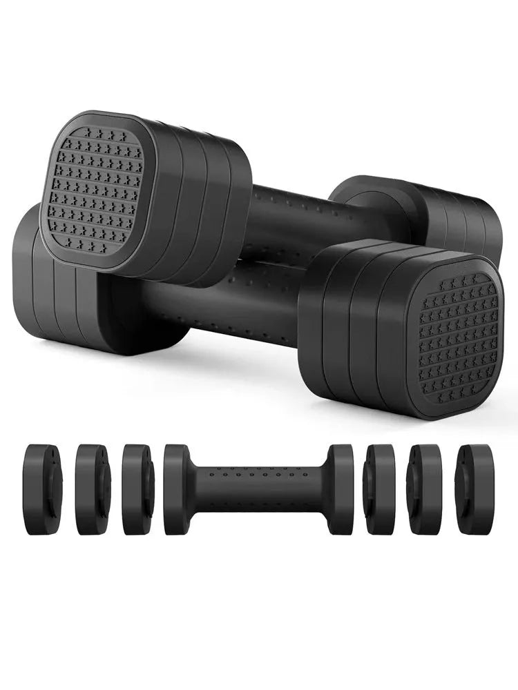 Detachable dumbbell set in pink colour with 5lb weight markings for women's fitness training