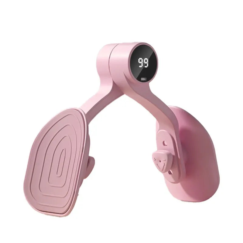 Pink and purple pelvic floor muscle trainer with rubber-coated surface and 3-gear resistance system