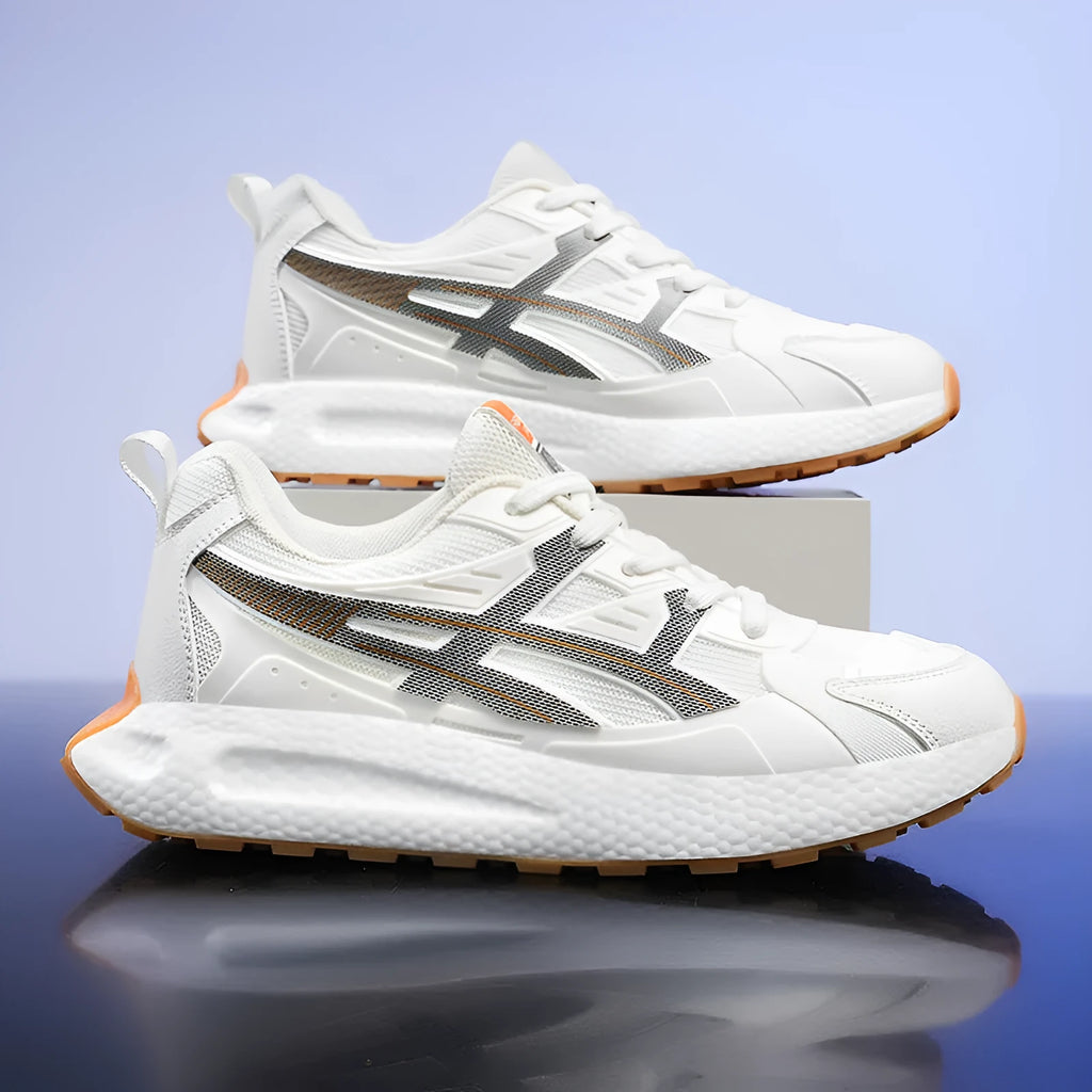 Casual sneaker with KPU mesh upper and popcorn rubber sole, white black or light grey, sizes 39-46