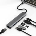LQT-LH07 7-in-1 card reader PD computer hub with multiple ports including SD, microSD, USB 3.0, and USB-C