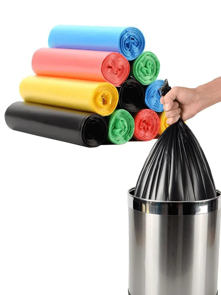 Thickened disposable plastic bags with flat-mouth design measuring 50x60cm in black and coloured options