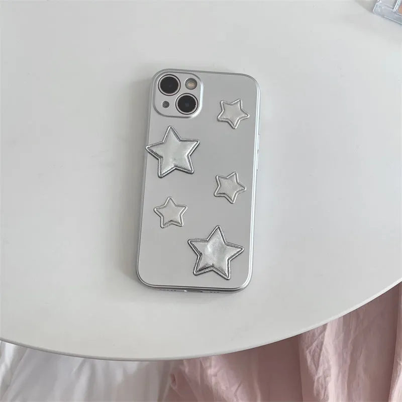 Silver electroplated silicone iPhone case with five-dimension XINGX design