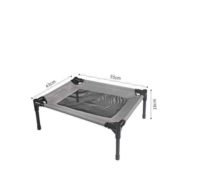 Black outdoor portable dog bed with steel frame and removable Oxford cloth cover