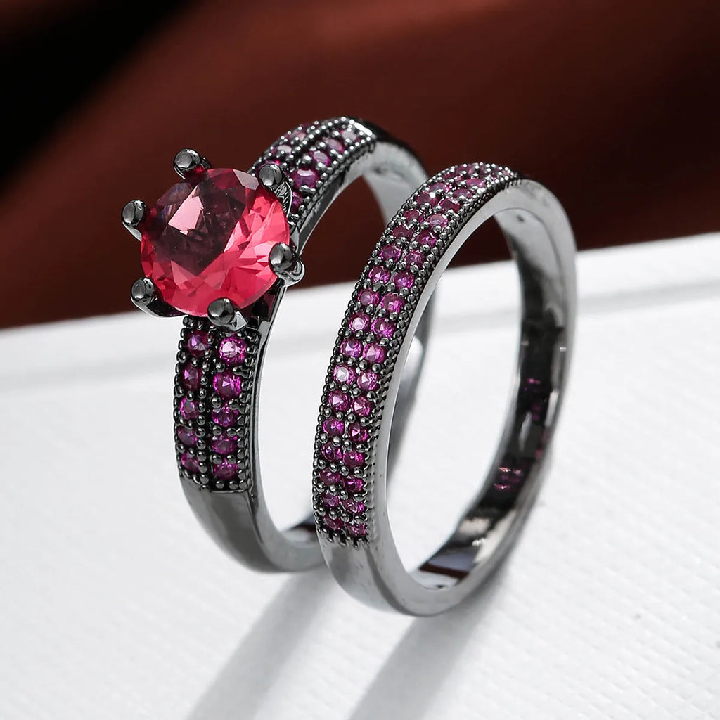 Copper geometric hollow ring with electroplated zirconium finish in multiple colour options