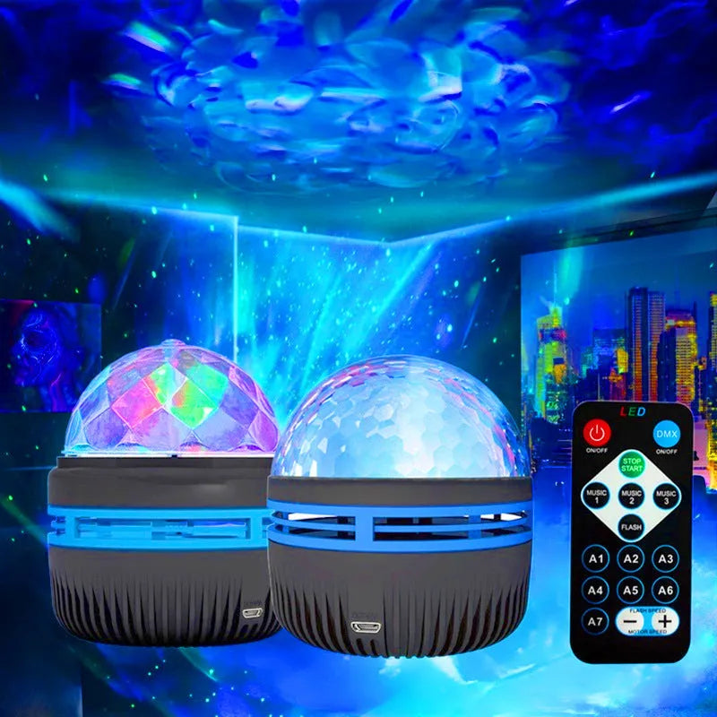 LED star galaxy projector lamp with rotating effects, acrylic shade, and 5V USB power for bedroom or party use