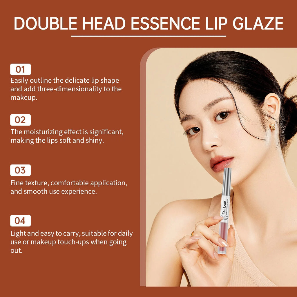 Double-headed lip liner and lacquer pen showing 0.5mm pencil tip and matte lacquer bullet in three colour options