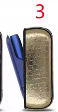 IQOS leather protective case for IQOS 3.0 Duo 3 4 5, 11.7cm, black, gold, or silver, with precise hole position.
