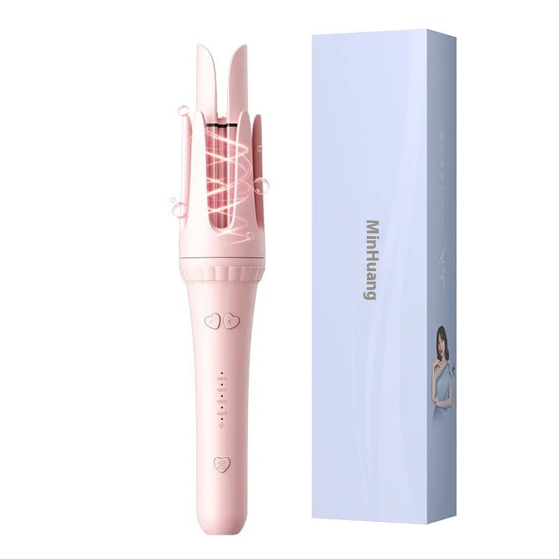 32mm automatic hair curler in pink or light purple with anion technology and included styling accessories