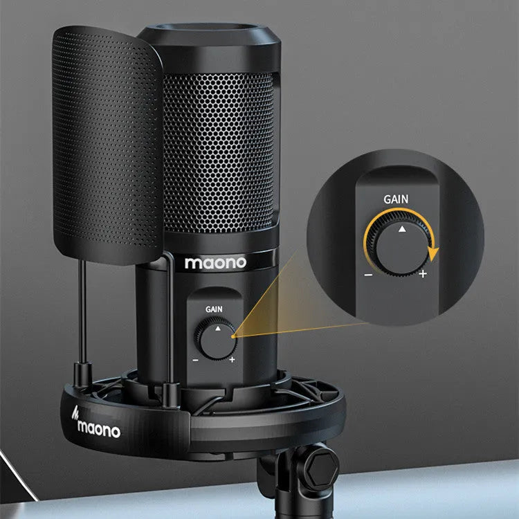 PM461 USB condenser microphone with desktop tripod and shock mount for computer recording