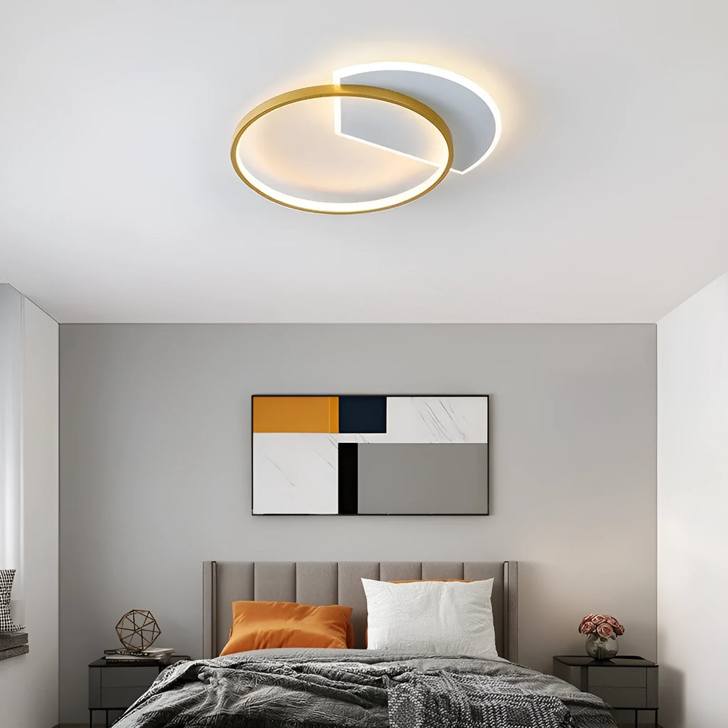 Nordic minimalist ceiling lamp in black or gold finish with adjustable colour temperature lighting