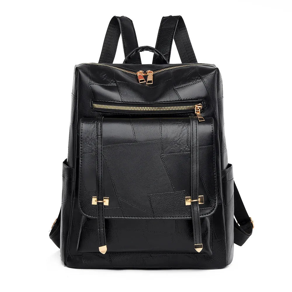 Retro women's backpack in PU leather with waterproof design and organisational pockets