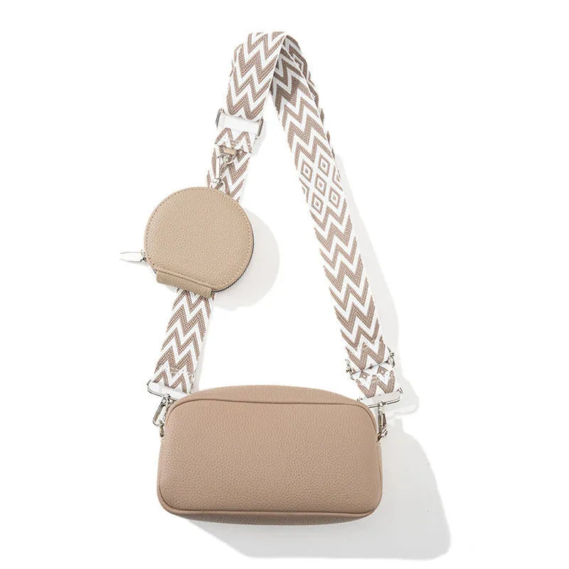 Women's soft PU crossbody bag in horizontal square shape with single shoulder strap
