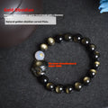 Natural obsidian zodiac bracelet with 10mm beads in gold, silver, or pure stone styles