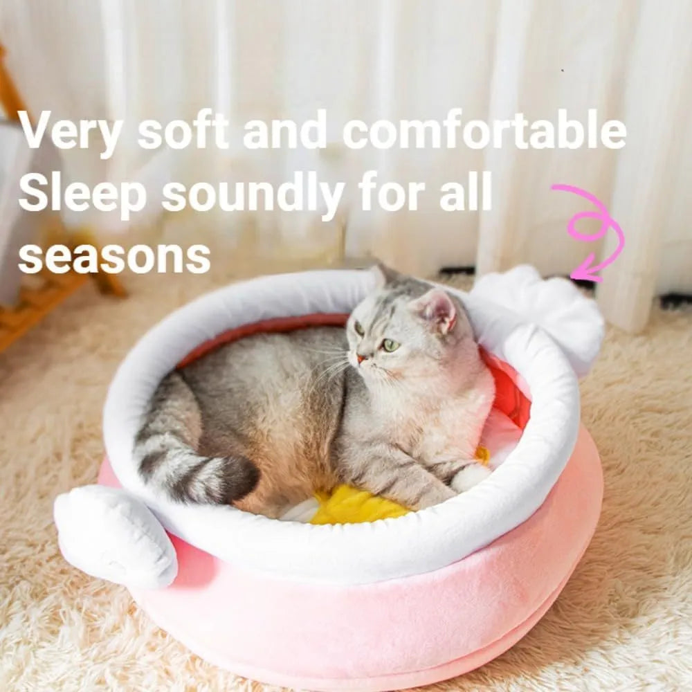 Pink honey pot-shaped cat sofa bed with removable nest pad for small pets