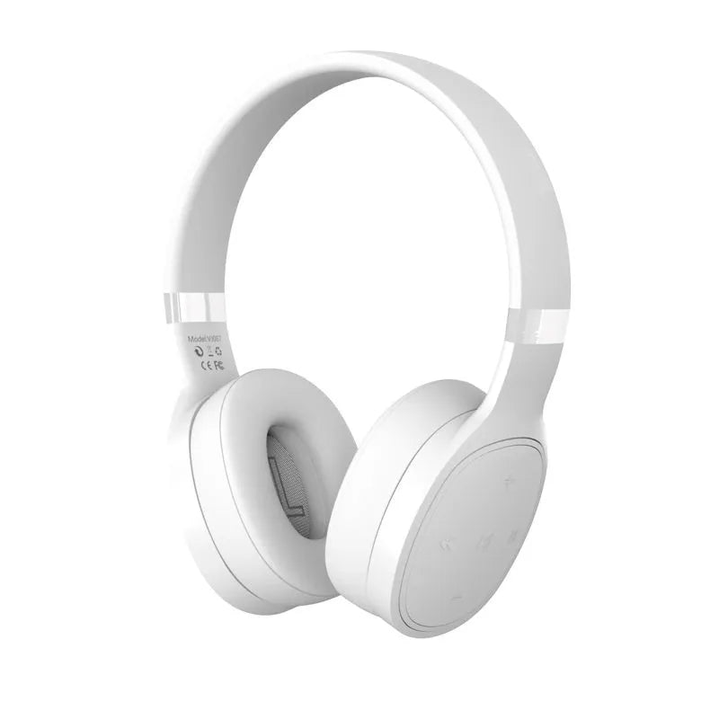 Folding wireless Bluetooth sports headset shown in black, white, blue, or grey colour options.