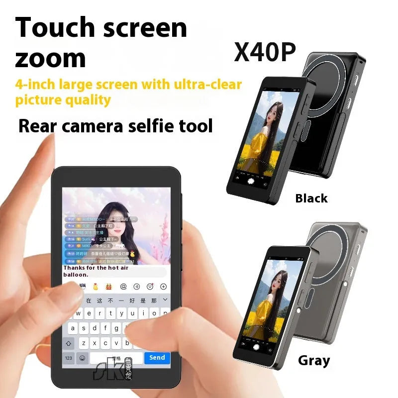 4 inch touch screen phone monitor bracket with rear magnetic suction, aluminium alloy body, HD display, black or grey