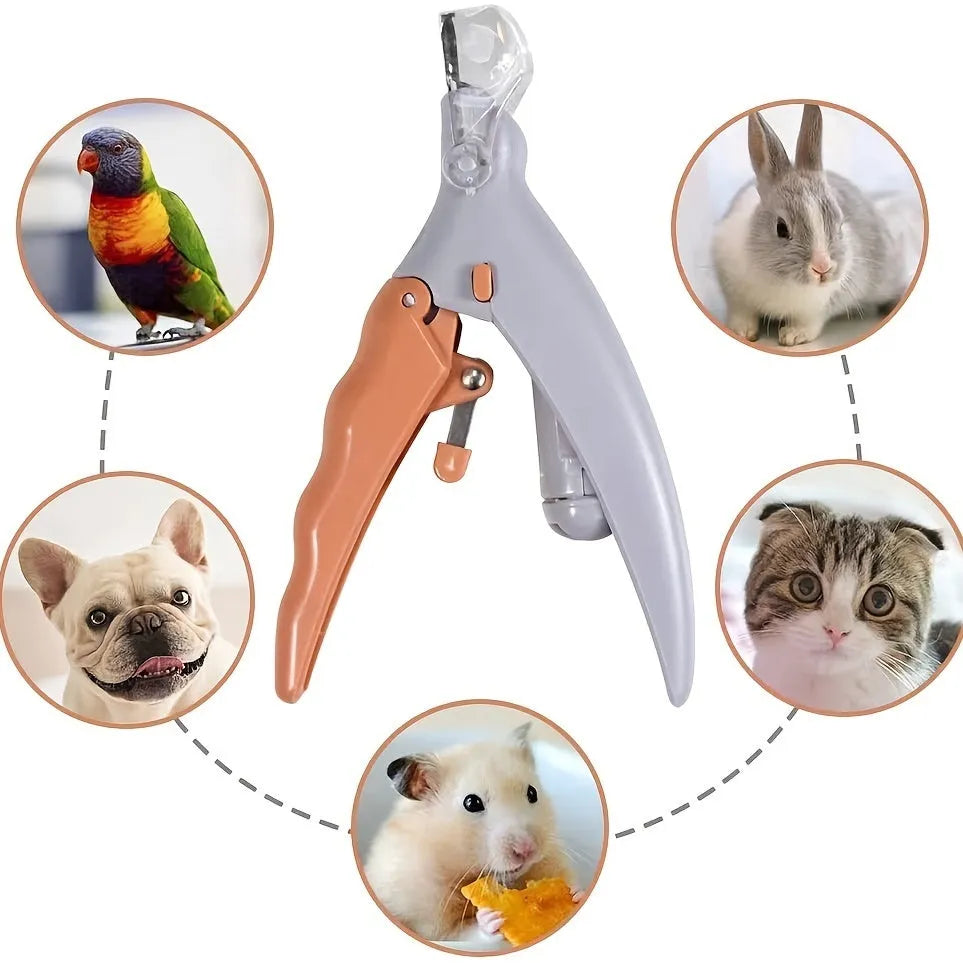 Yellow LED light pet nail trimmer with magnifying glass for cutting cat and dog nails