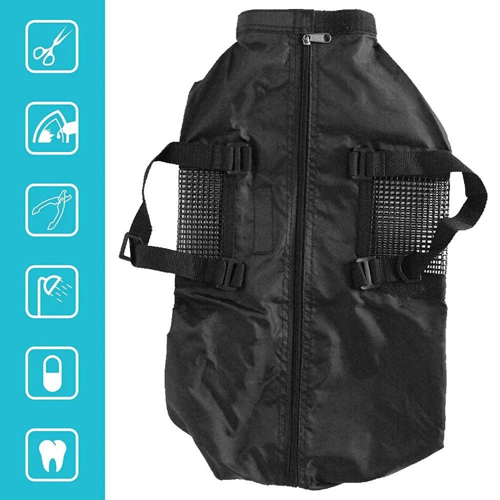 Black cat cleaning and washing bag made from 420D PU Oxford fabric