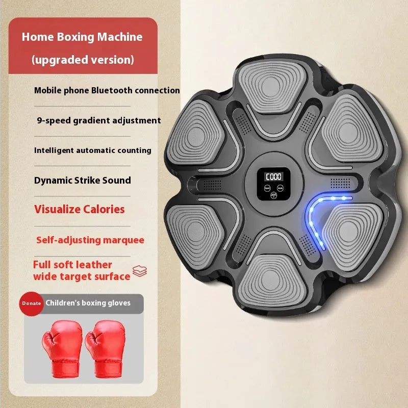 Smart music boxing machine wall target with electronic display showing strike accuracy