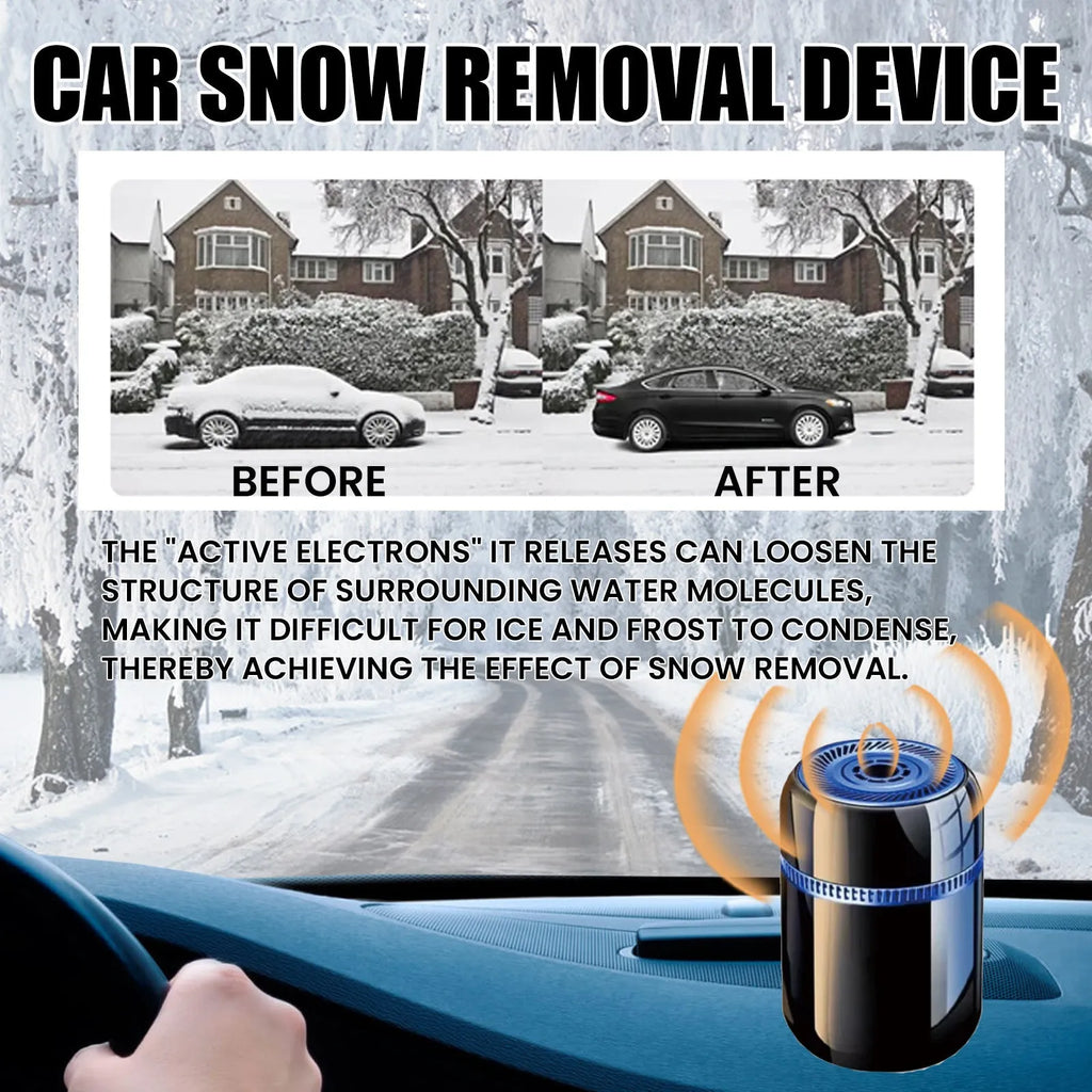 Compact car windscreen de-icing defroster tool measuring 5.6 by 6.8 centimetres.
