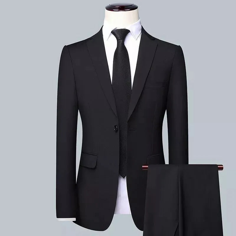 Men's Korean style slim fit three-piece suit set in business formal style