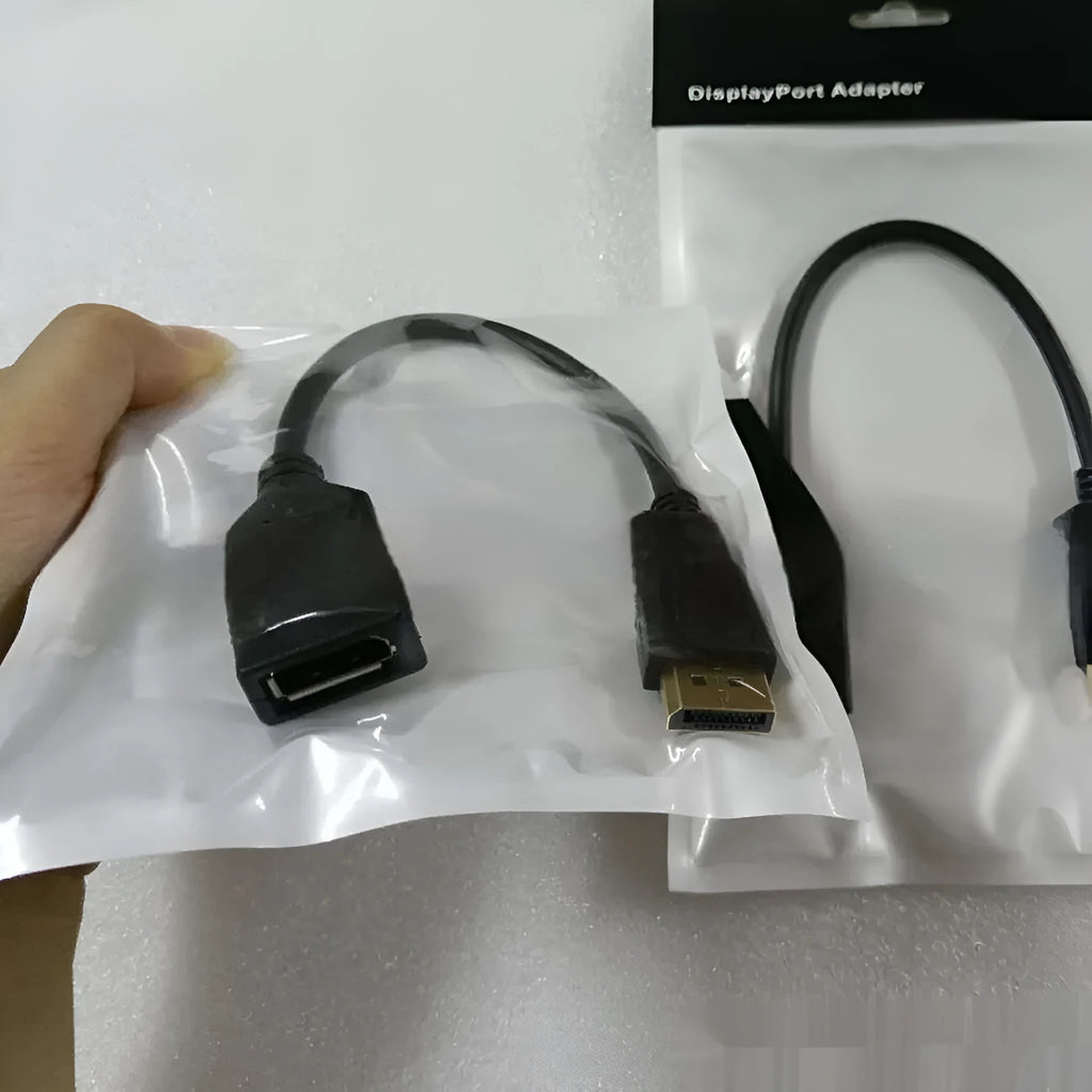 Black Display Port DP Male to Female 10cm extension cable with rotating connector