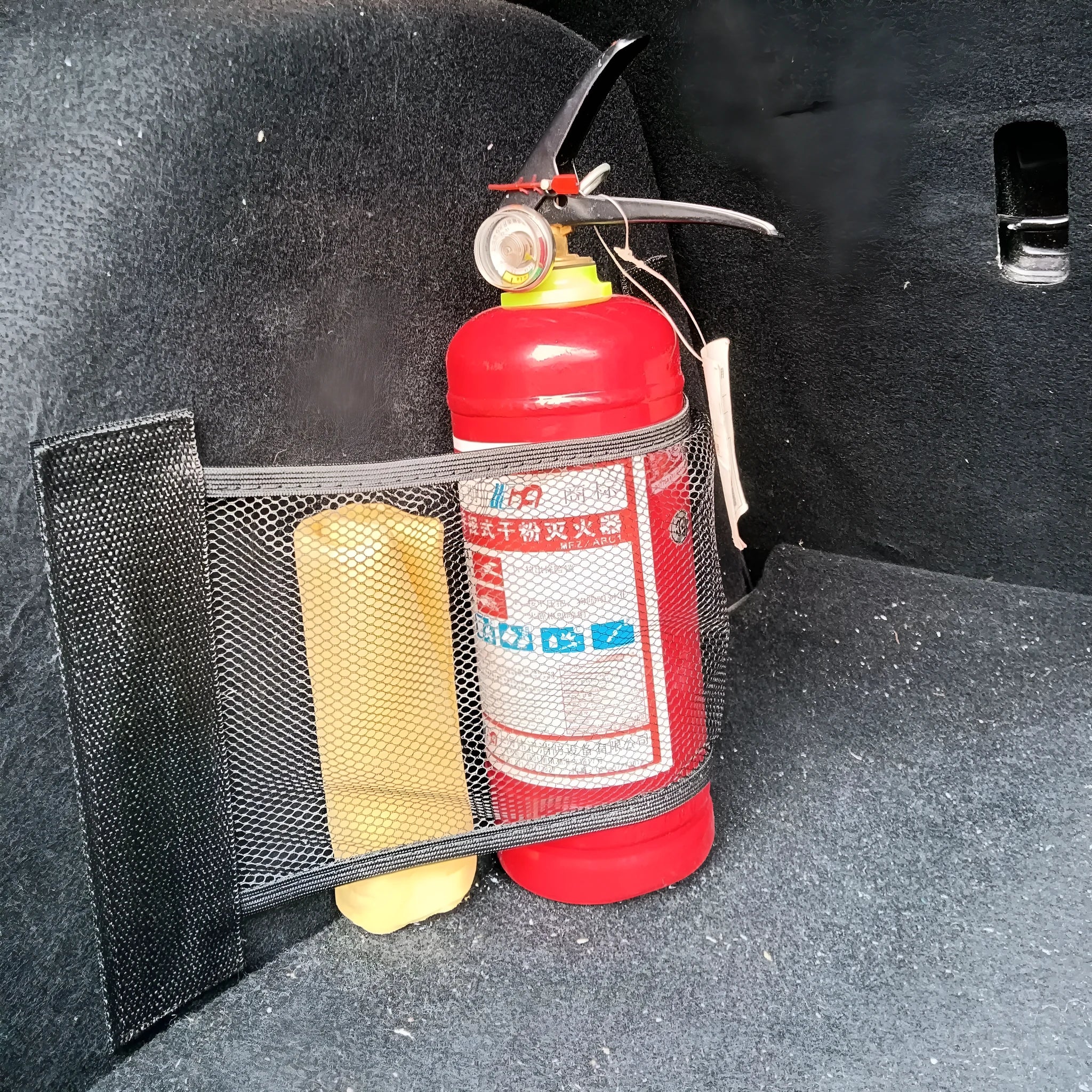 Elastic polyester car boot storage organiser net in 20x35cm and 20x45cm sizes.