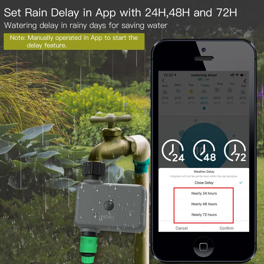 Bluetooth garden irrigation timer with app control and reinforced nylon connectors