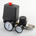 European style air compressor pressure regulating valve assembly with switch box and connectors