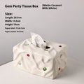 Ceramic tissue box in matte finish with light luxury design for household use
