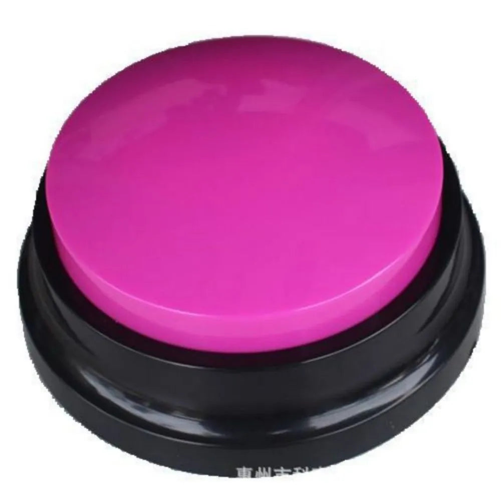 Voice recording dog training clicker device in multiple colour options showing record and playback buttons