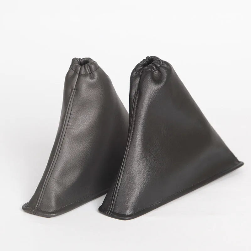 Black leather shift lever cover for Toyota Corolla measuring 15.2cm long by 12.9cm wide