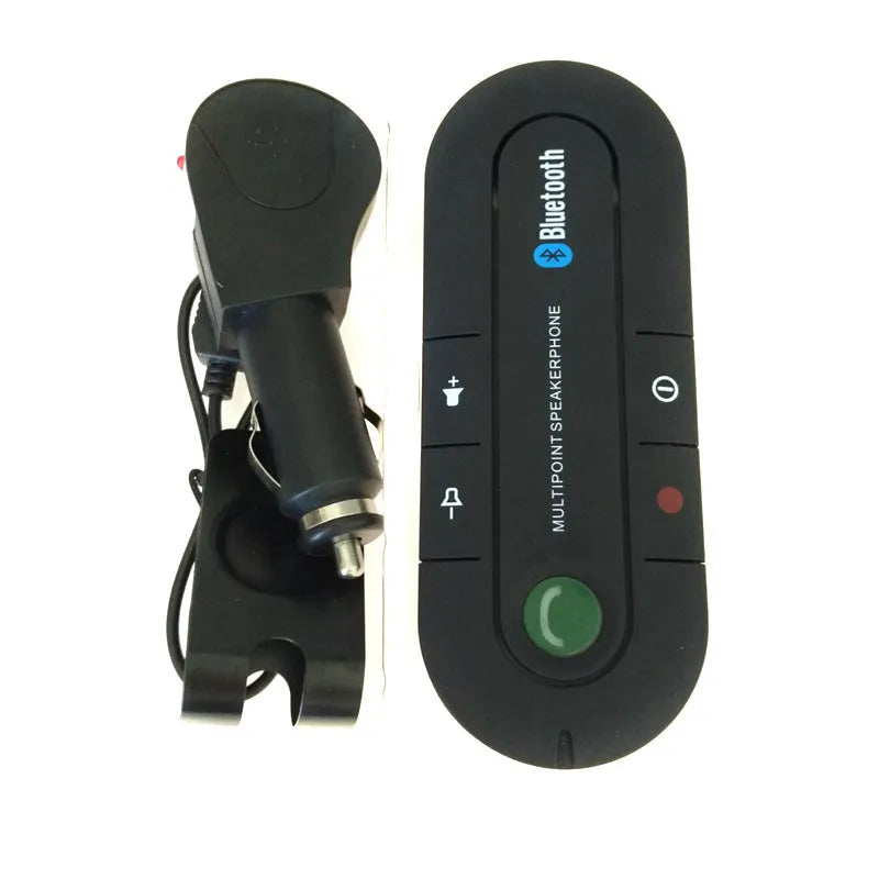 Vehicle-mounted Bluetooth handsfree sun visor kit in black, blue, or red with car charger and cable