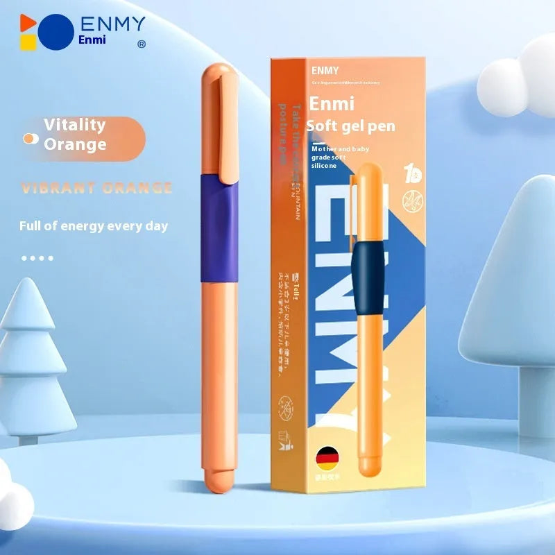 Student posture correction pen with 15-degree angled grip in blue, green, purple, or orange colour options