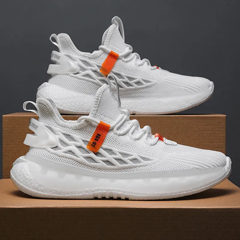 Men's casual sneakers with woven mesh upper and flat rubber soles in multiple colour options