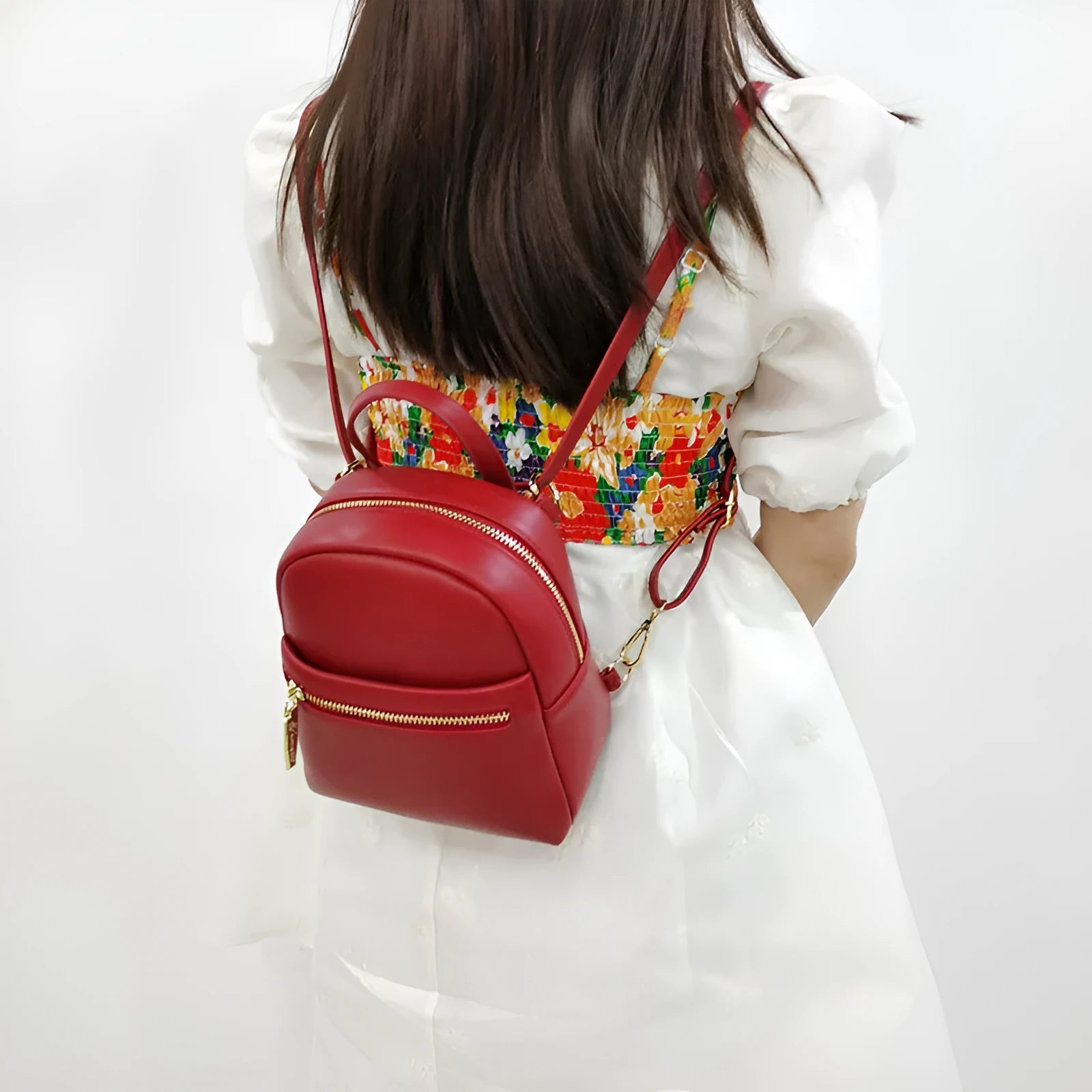 Soft PU mini backpack in street trend style with organisational compartments and six colour options