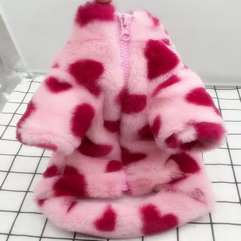 Polyester warm coat for small dogs in pink or brown, sizes XS to 2XL, British style design