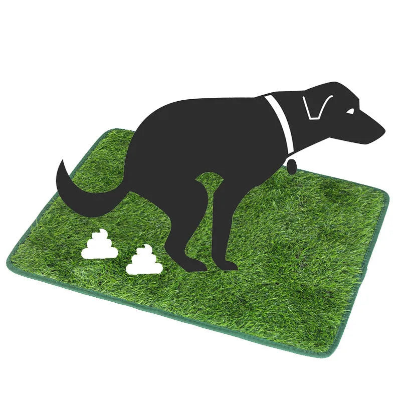 Artificial grass dog toilet training mat on floor in small, medium, and large sizes