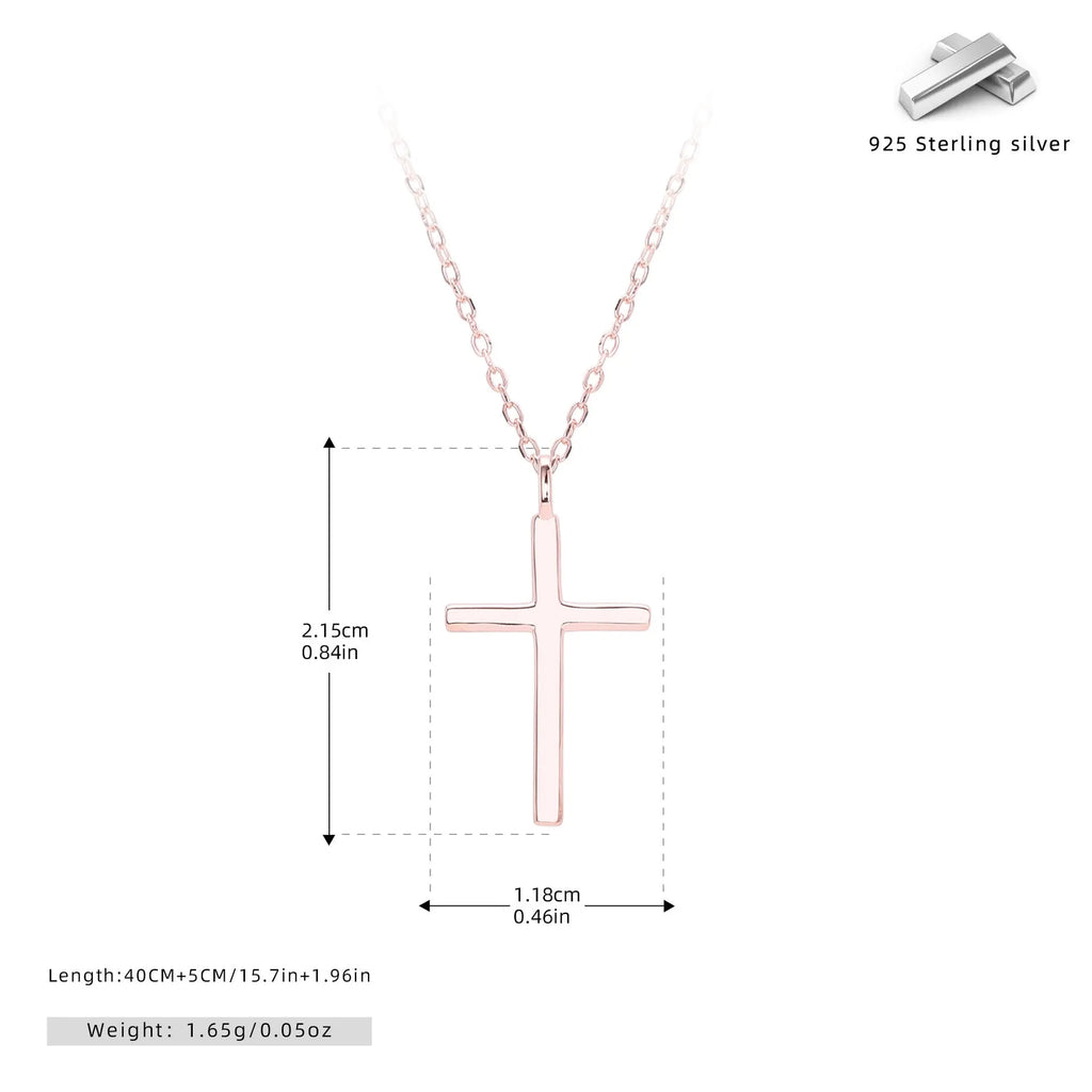 S925 sterling silver necklace with cross pendant on adjustable 41-50cm chain in gold electroplated finish