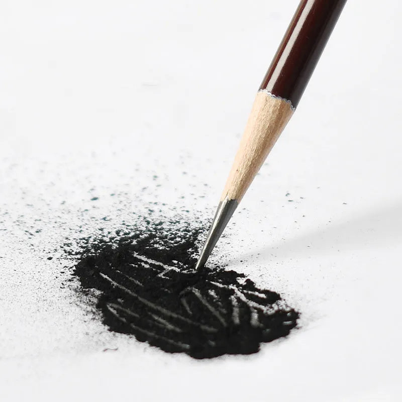 Professional soft charcoal sketching pencil set with multiple hardness grades and drawing charcoal components