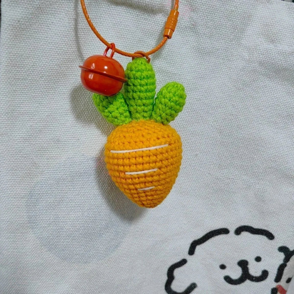 Cartoon carrot car design woollen fabric keychain pendant for accessory decoration