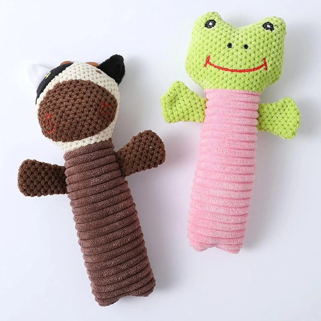 19cm plush dog chew toy in animal shape with dental cleaning textures for plaque reduction