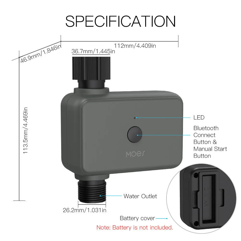 Bluetooth garden irrigation timer with app control and reinforced nylon connectors