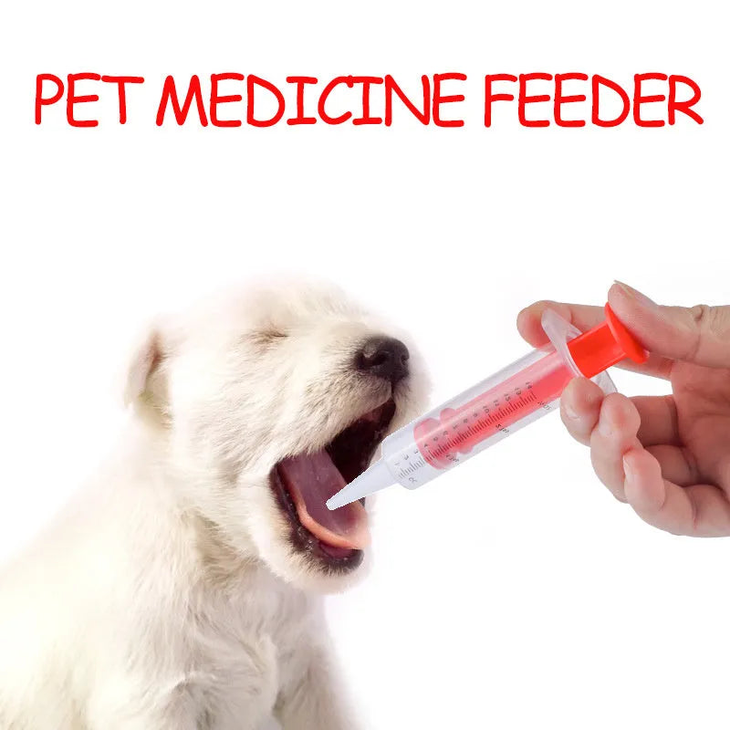 Cat pill shooter set with two soft-tip syringes for administering solid medications to small pets