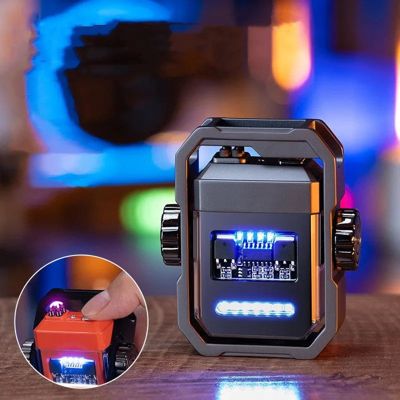 Qidian X12 mecha double arc electric lighter with gyroscope mechanism in zinc alloy construction