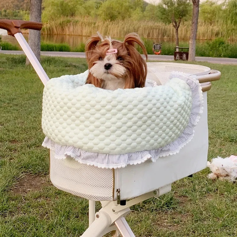 Pet stroller anti-dirty towel cushion pillow three-piece set in blue green apple colour for cats and dogs