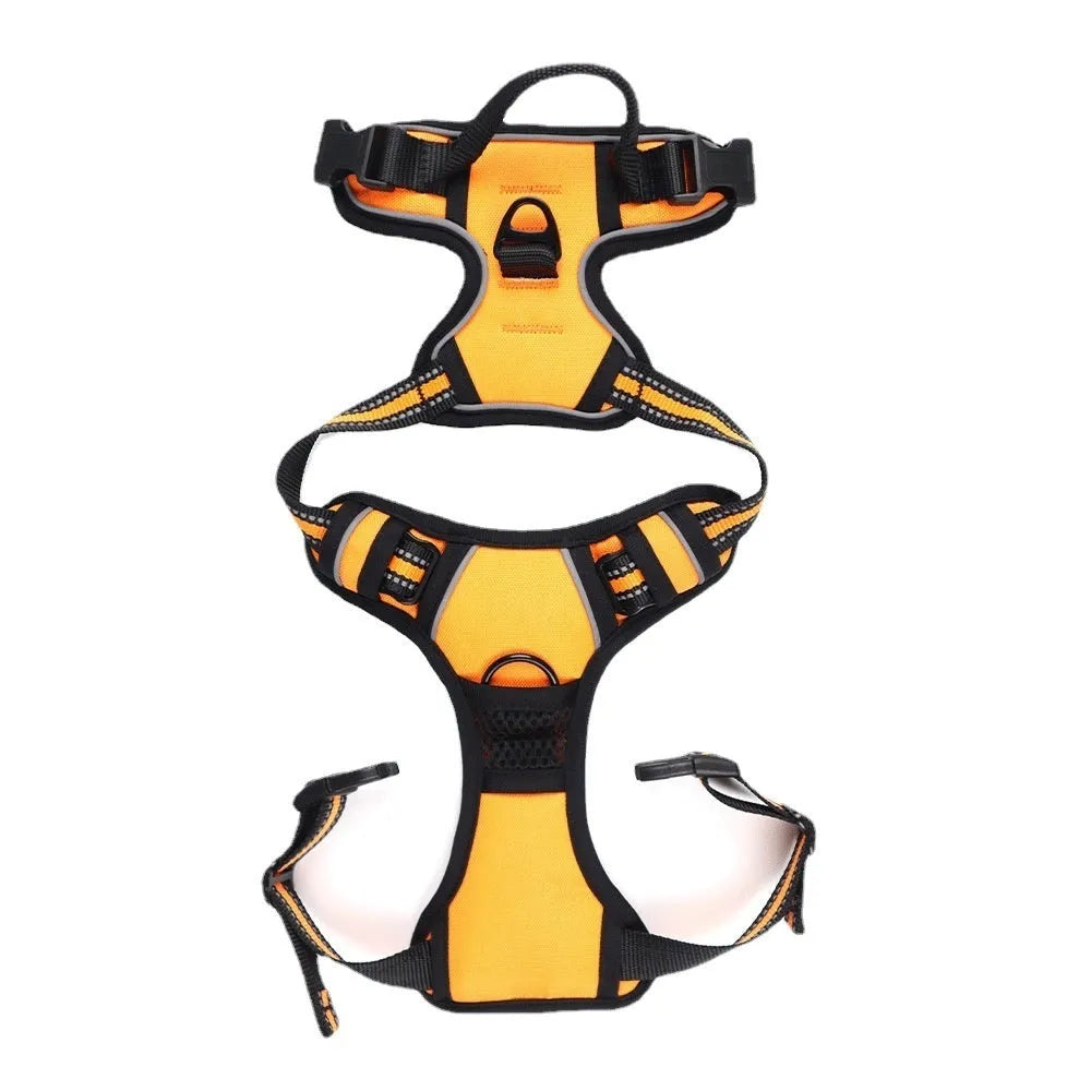 Adjustable dog chest strap in Oxford cloth, shown in multiple colour options.