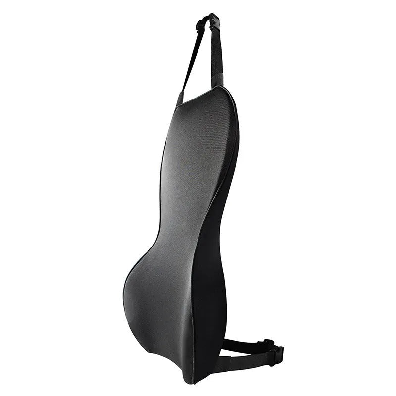 Memory cotton car waist back cushion in solid colour on car seat showing lumbar support position