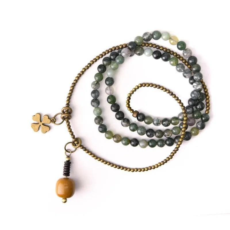 Handmade multi-layered ethnic bracelet for children in natural crystal and semi-precious stones