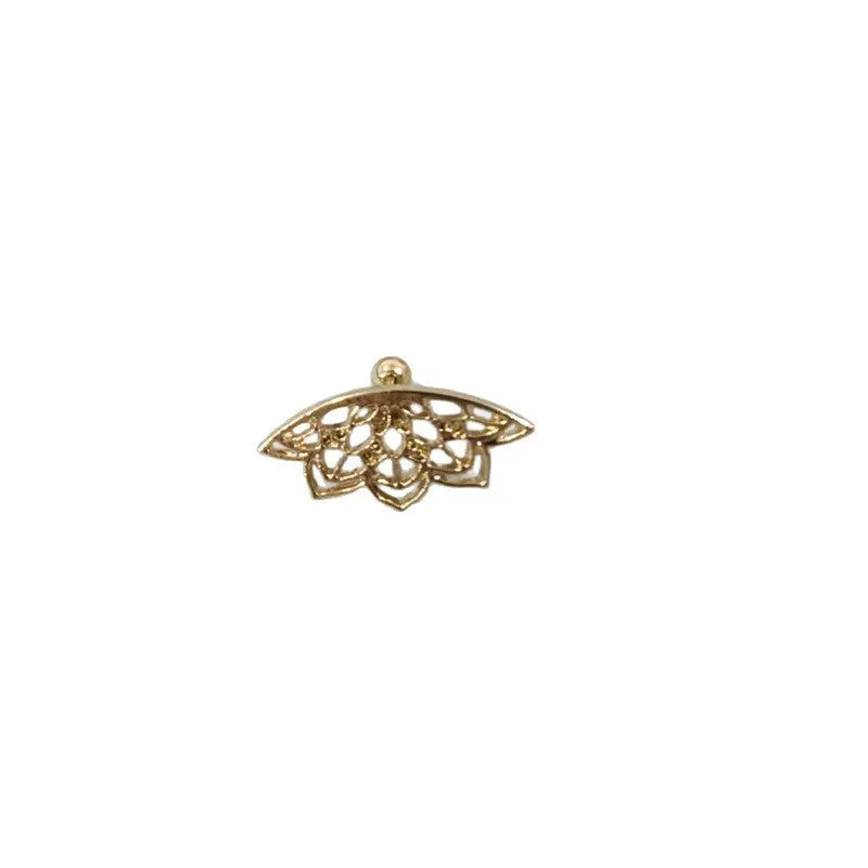Spider web geometric mesh stud earrings with electroplated gold and silver finishes